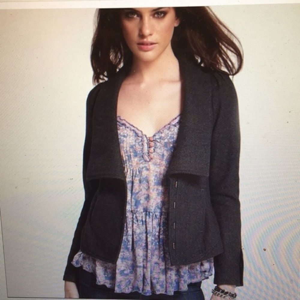 Free People Puff Sleeve Herringbone Jacket…